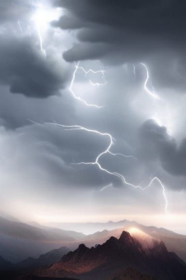 Epic Thunderstorm Over Mountain Peak