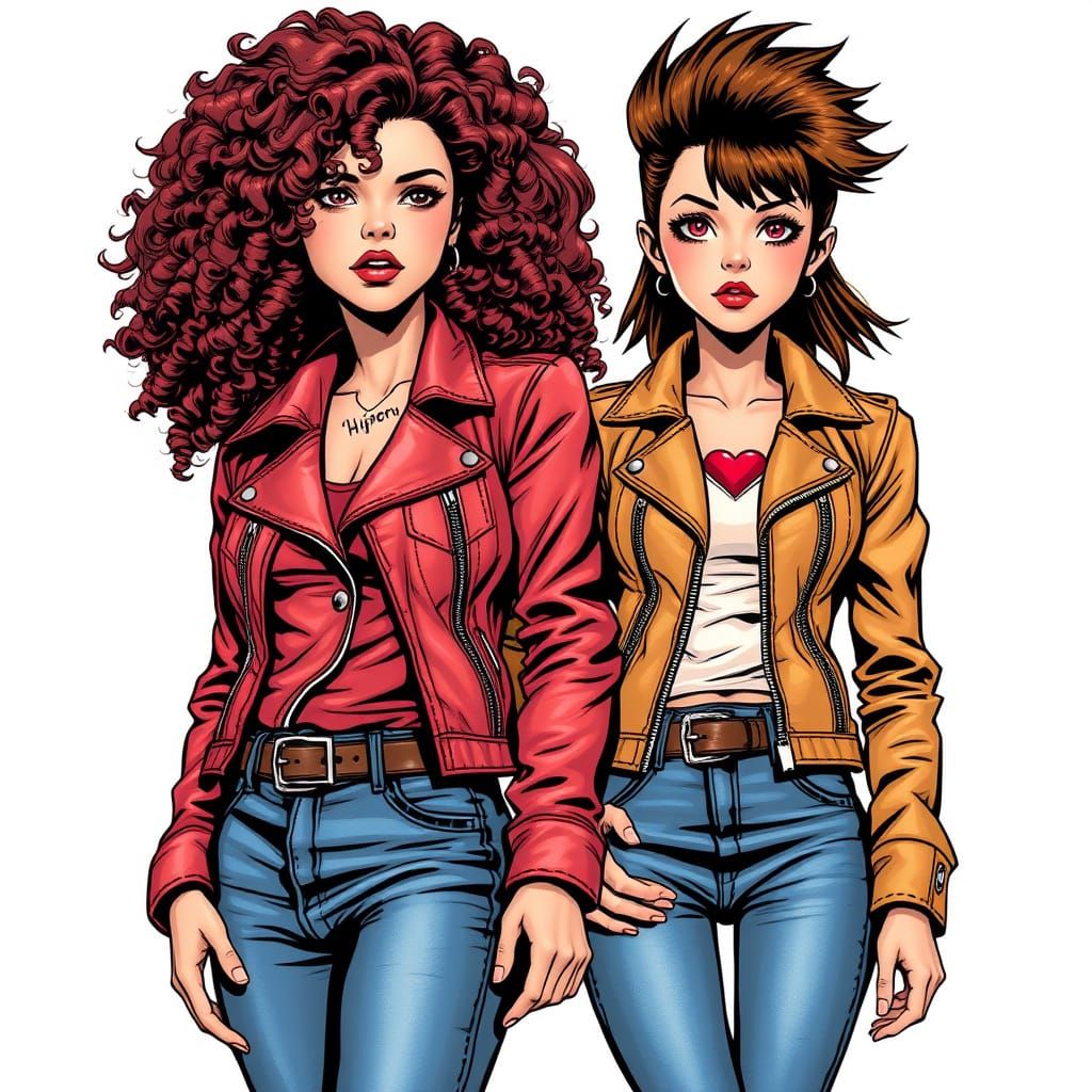 Friends in 1980s Comic Book Style
