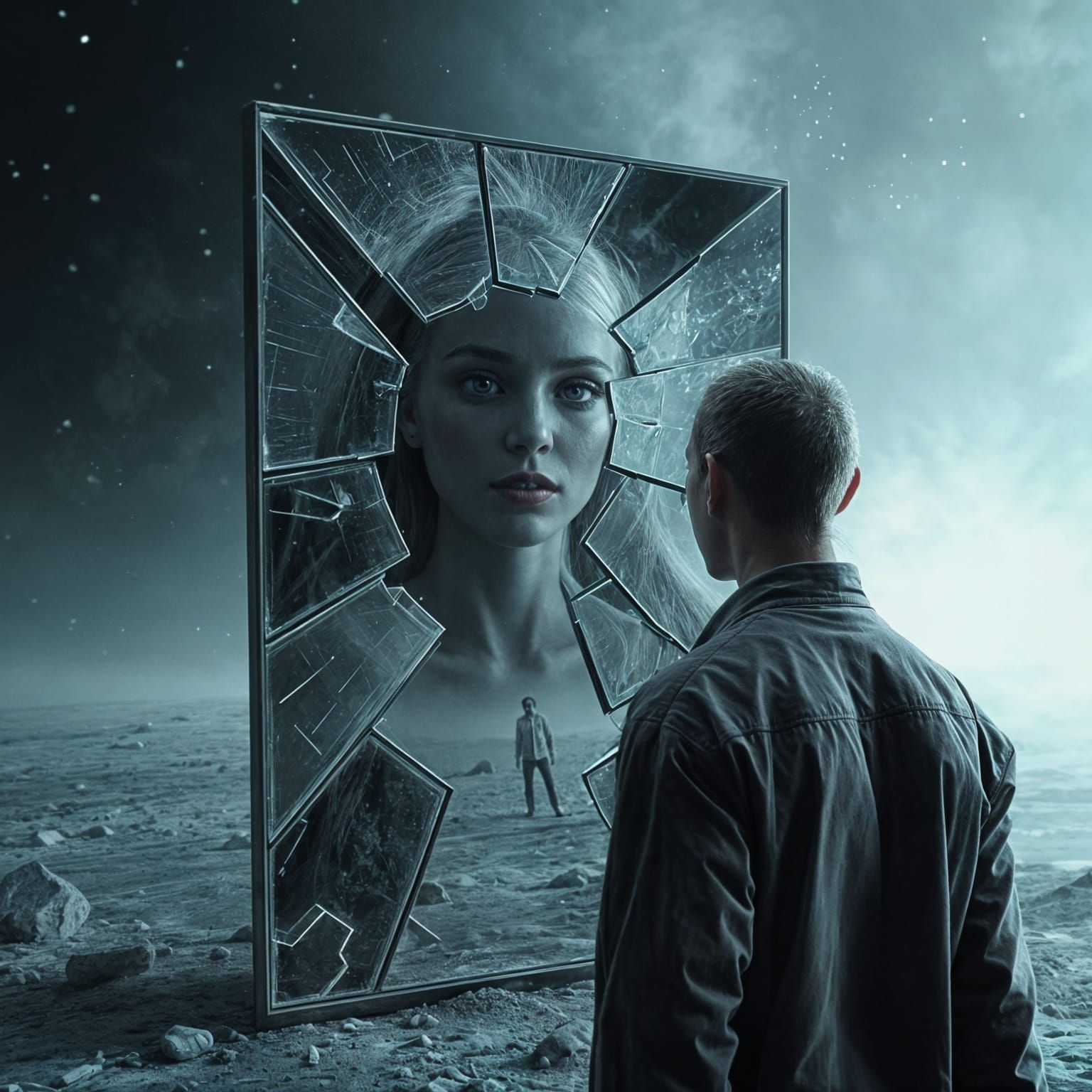 Surreal Mirror Image of Frozen Reflection