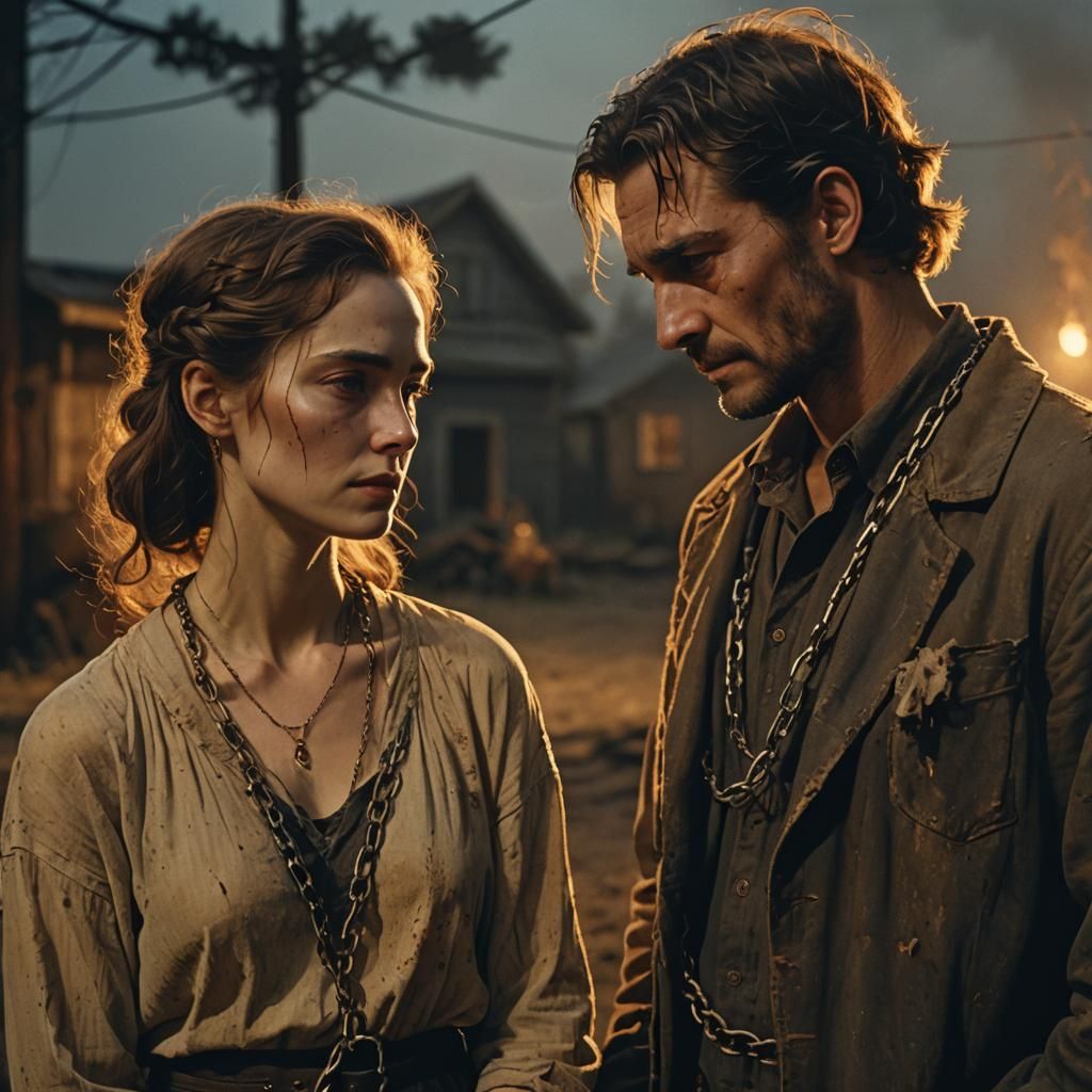 Lovers in Chains: Cinematic Golden Hour Portrait
