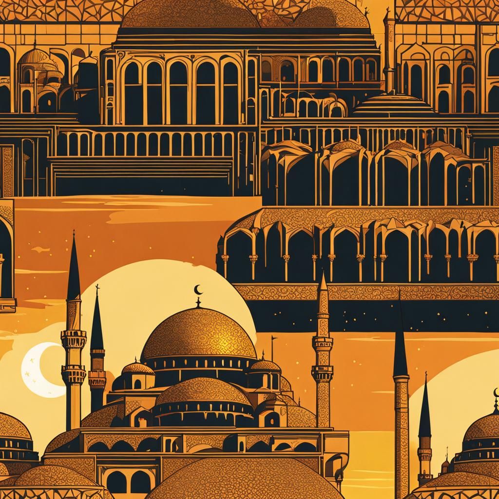 Hagia Sophia Sunset: Islamic Art Deco Fusion