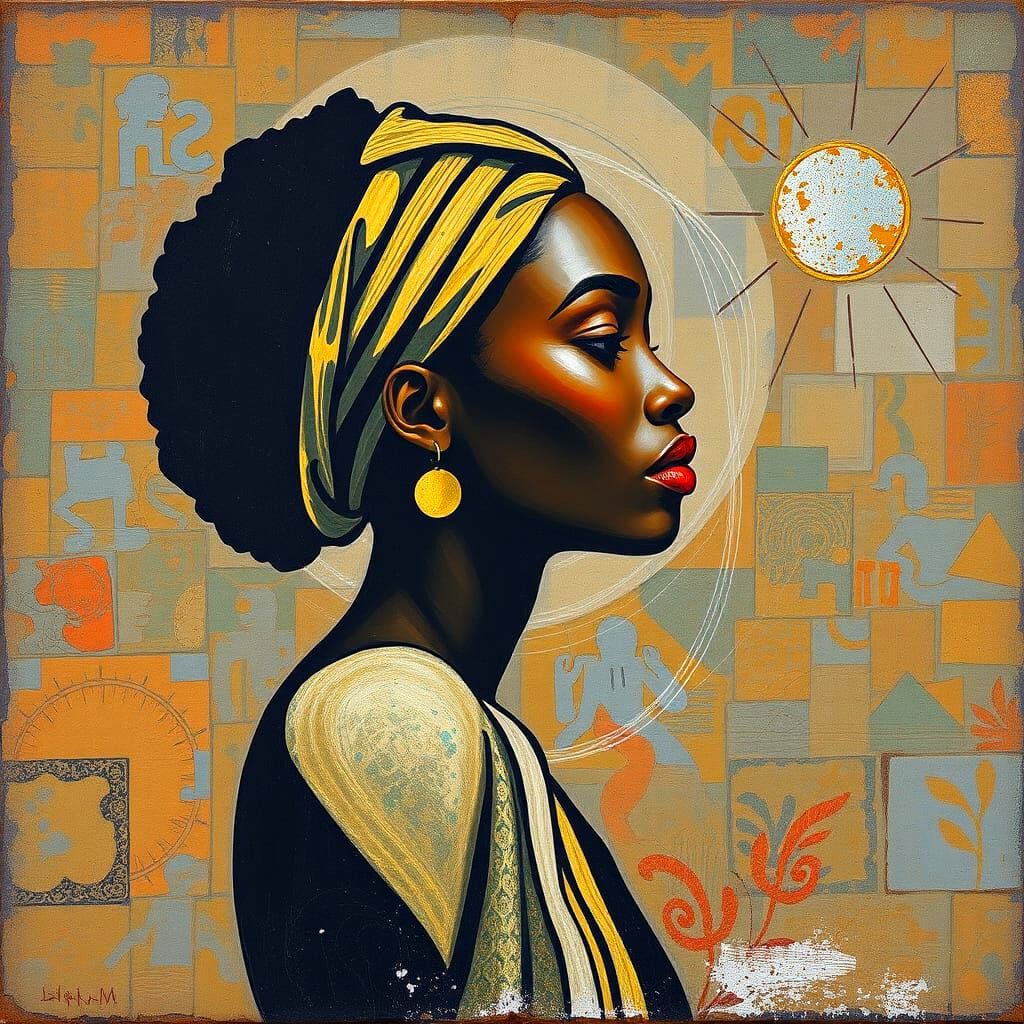 African Woman in Impasto Style Contre Jour