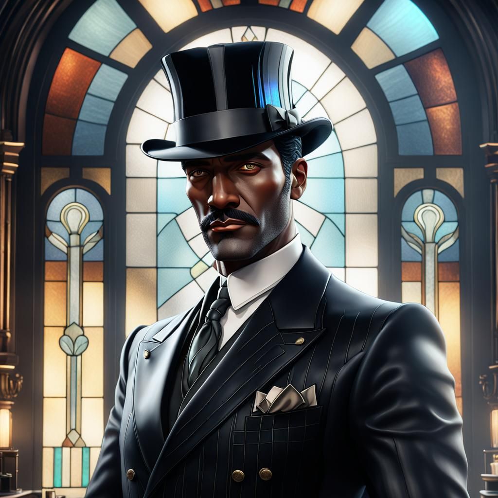 Art Deco Man in Smoky 1920s Bar, 3D Render