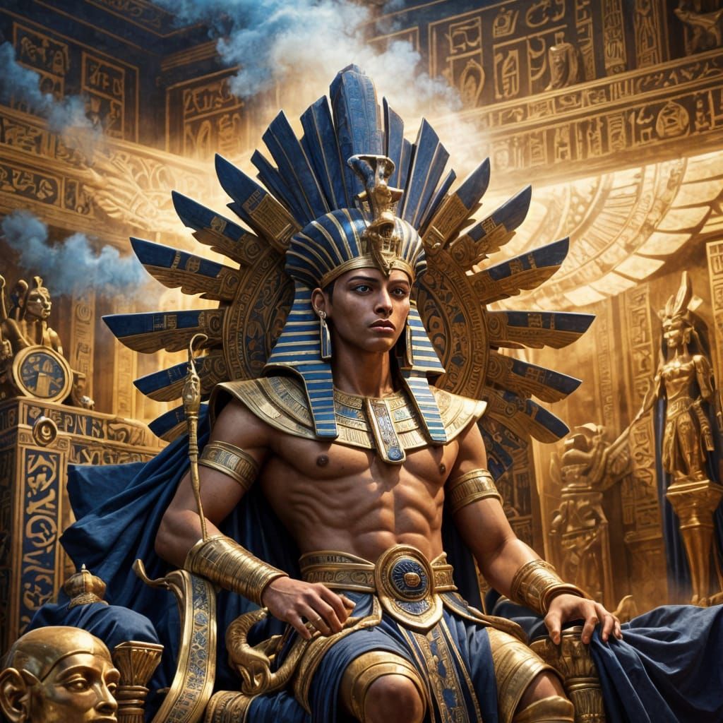 Sci-Fi Egyptian Pharaoh in Majestic Throne Room