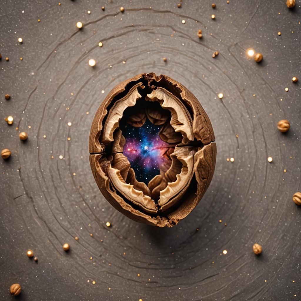Galaxy Inside Walnut Shell: Hyperrealistic Photography