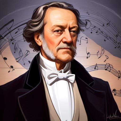 Richard Wagner Portrait in Art Nouveau Style