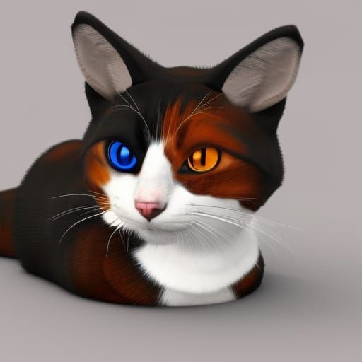 Beautiful Calico Cat in Trending 3D Style