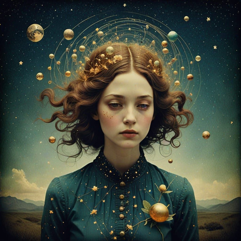 Cosmic Double Exposure in Vibrant Colors