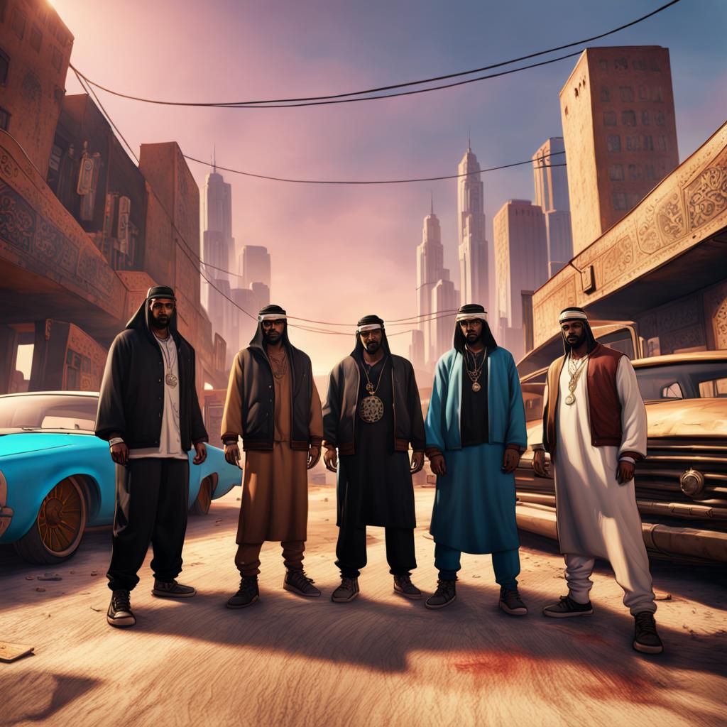 Arabian Street Gang in GTA: Detailed Matte Painting