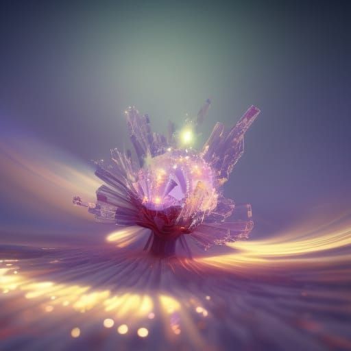 Crystal Flower Explosion in Starry Sky