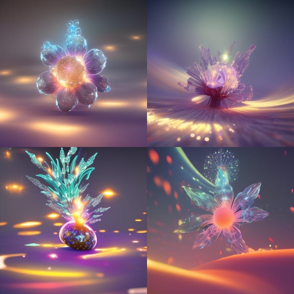 Exploding Crystal Flower Starscape in 3D