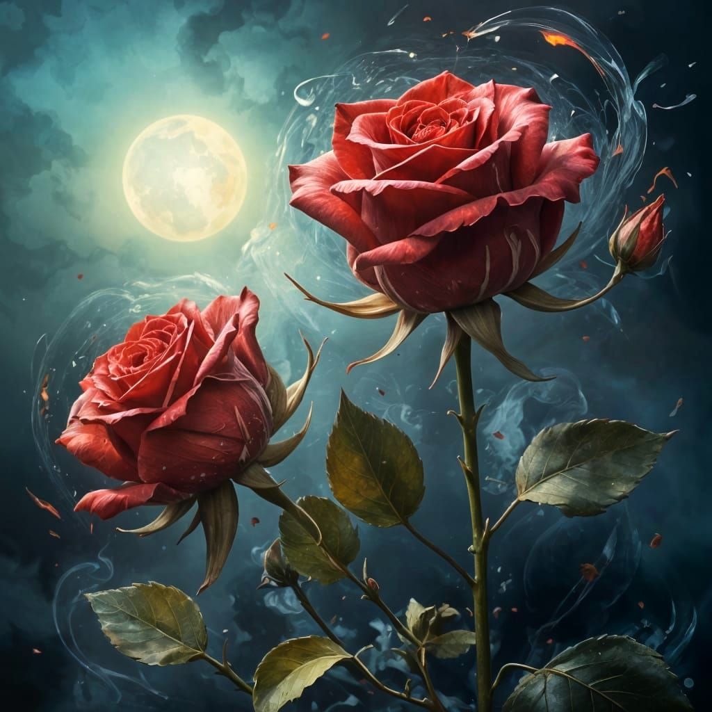 Enchanted Rose in Golden Light, Impressionist Oil Painting S...