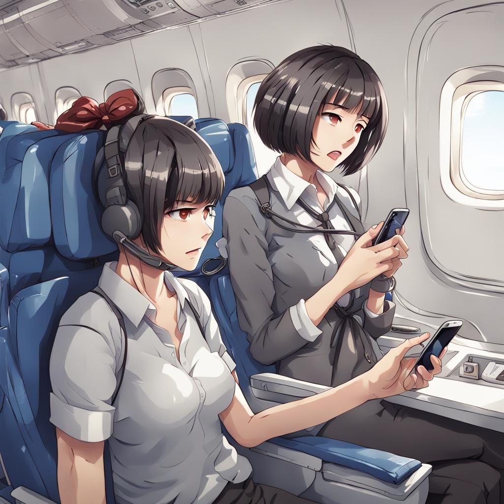 Turbulence: Airplane Passenger Restrained, Anime Style
