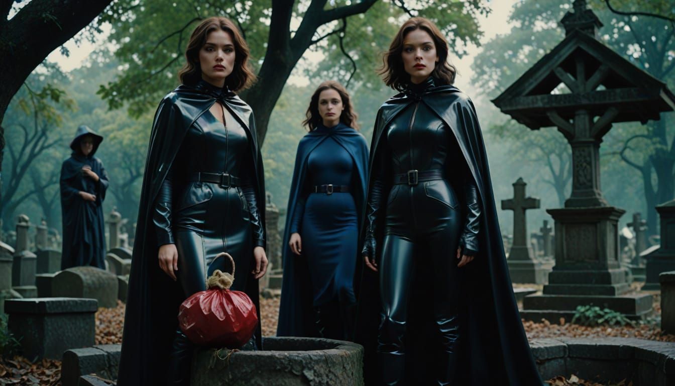 Strong Female Late Blanhearts in Cinematic Black Latex Tip B...