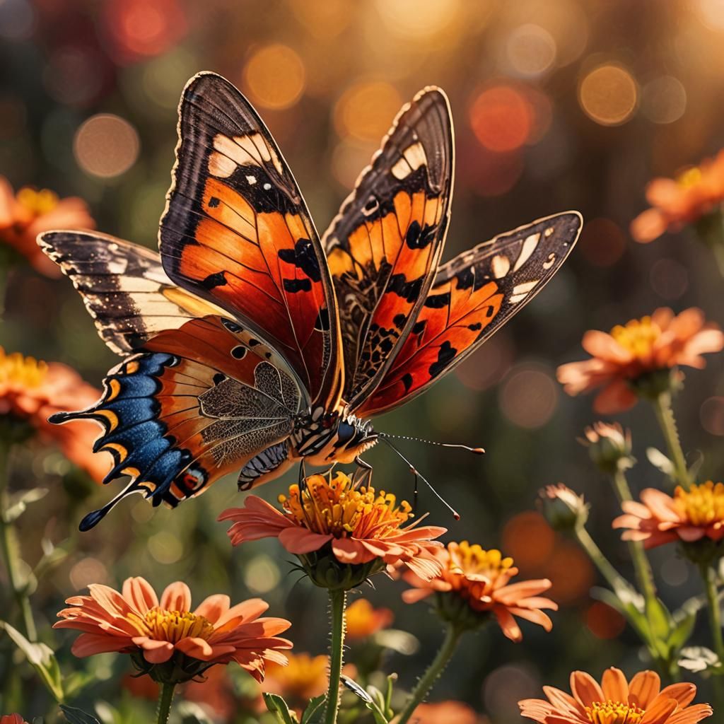 Butterfly Silhouette in Impressionist Sunset