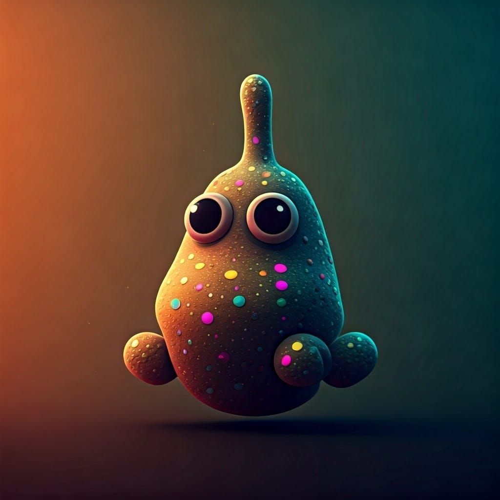 Minimalist Pixel Art Plankton with Vibrant Spots