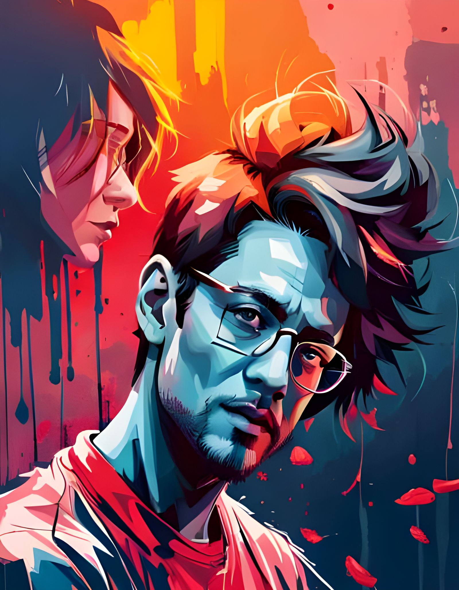 Vampire Portrait with Ink Drips in Hyperrealism