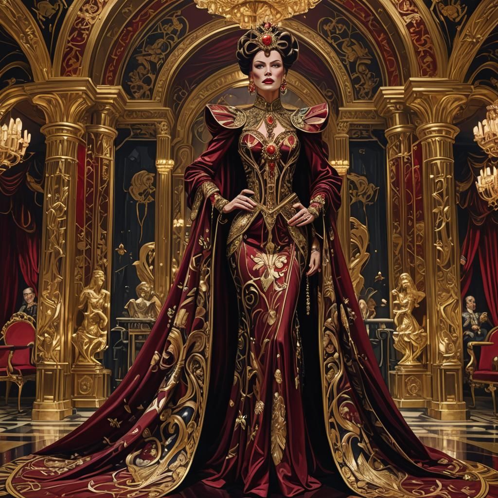 Art Nouveau Empress in Opulent Hall Portrait