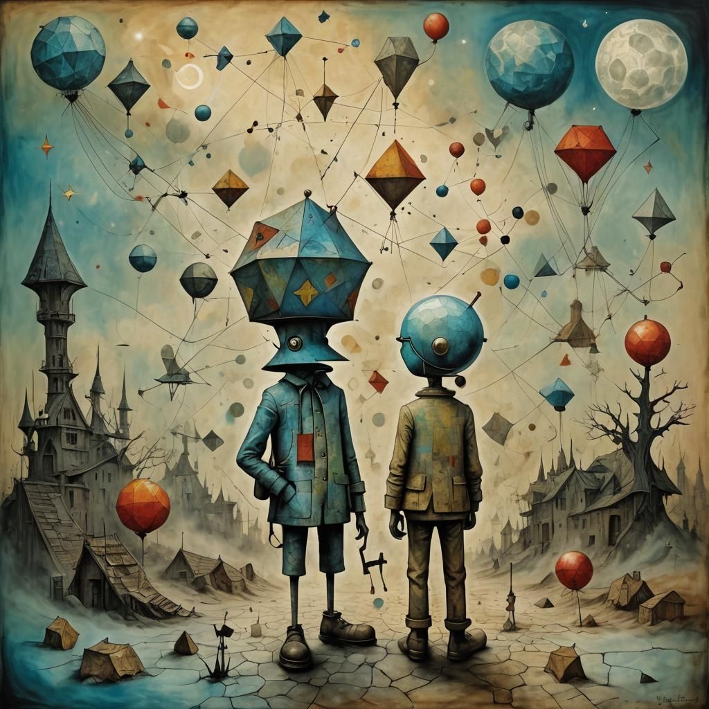 Surreal Pinocchio Portrait in Dreamlike Futurism