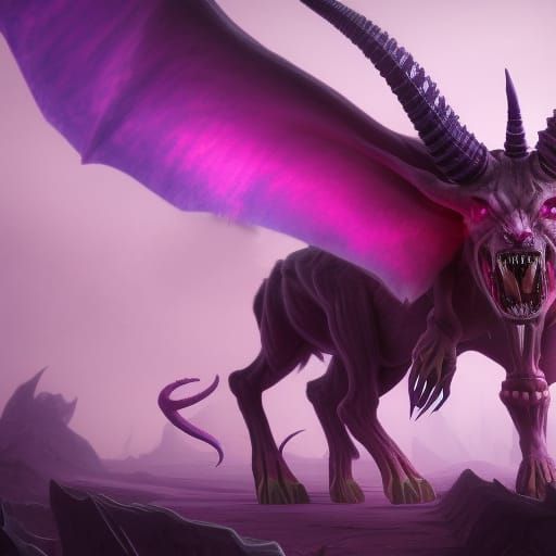 Fantastical Demon Beast with Horns in Vivid Colors