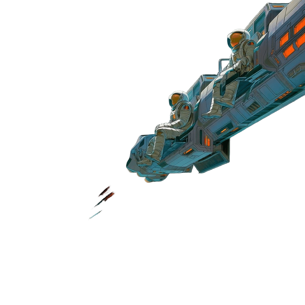 Astronauts Ascend from Earth in Dreamy Sci-Fi Scene