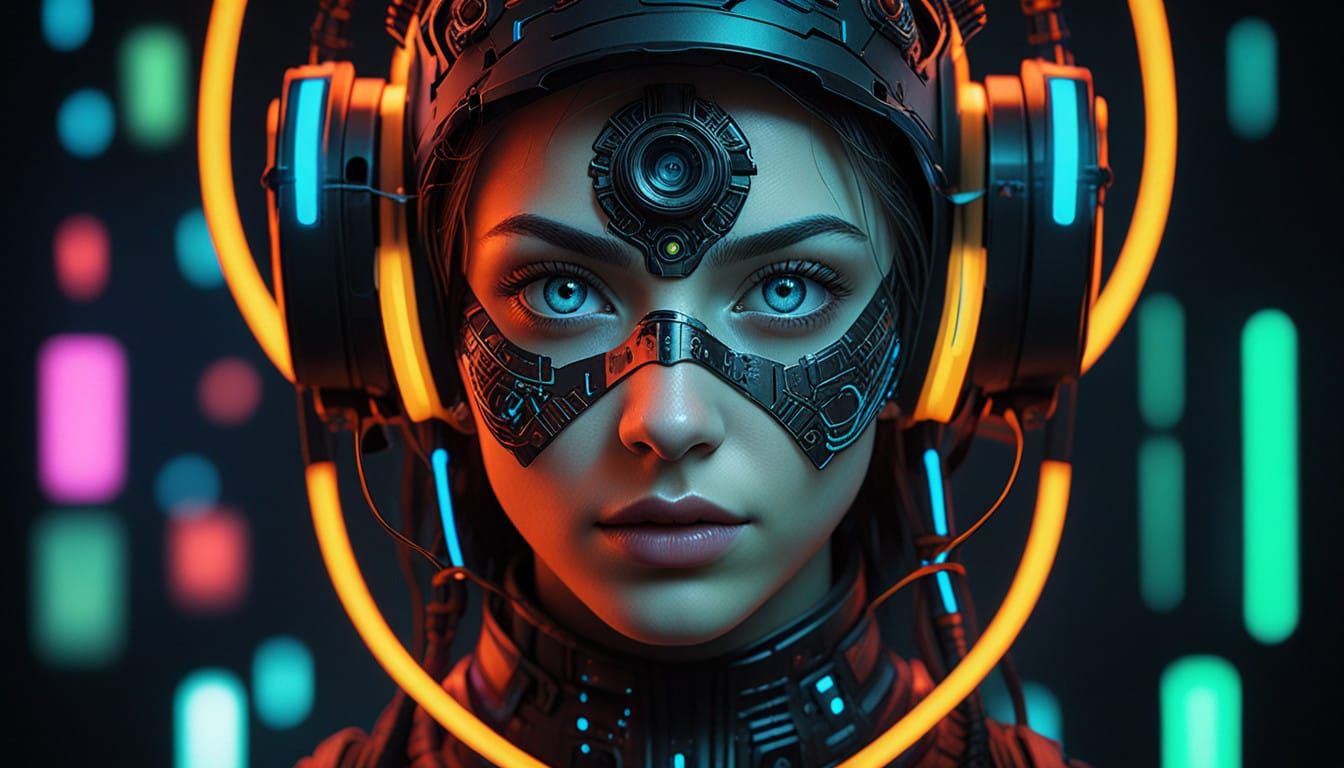 Cybernetic Nightmare in Neon Hues