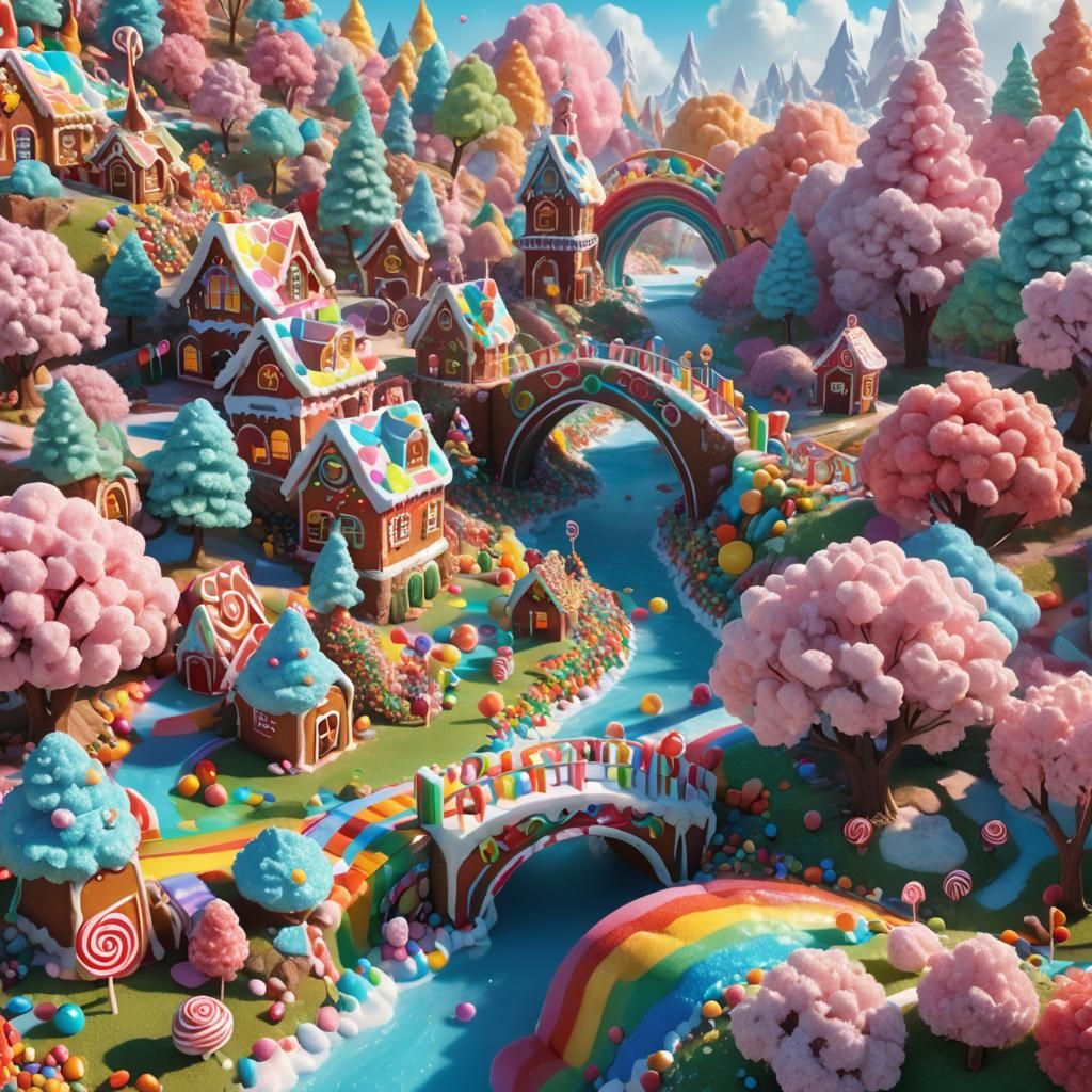 Candy Land Landscape with Lollipop Trees in 8K