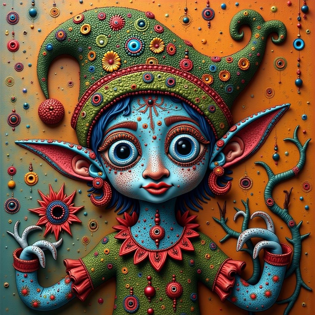 Whimsical Christmas Elf in Baroque Surrealist Style