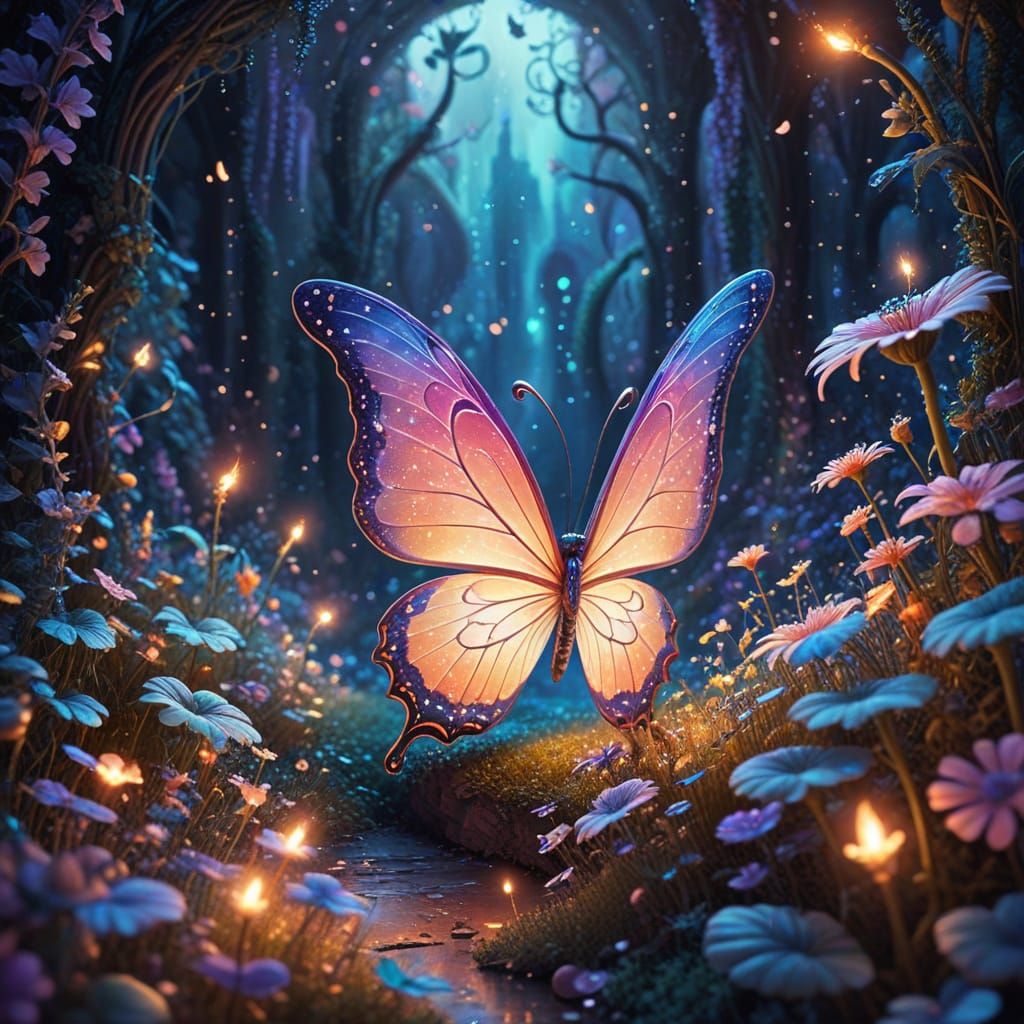 Confused Butterfly in Floral Maze: Disney Illustration