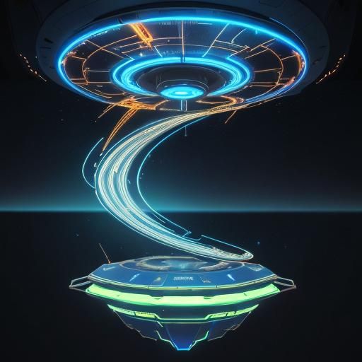 Glowing Spaceship in Zero Point Gravity as Anamorphic 3D Sci...