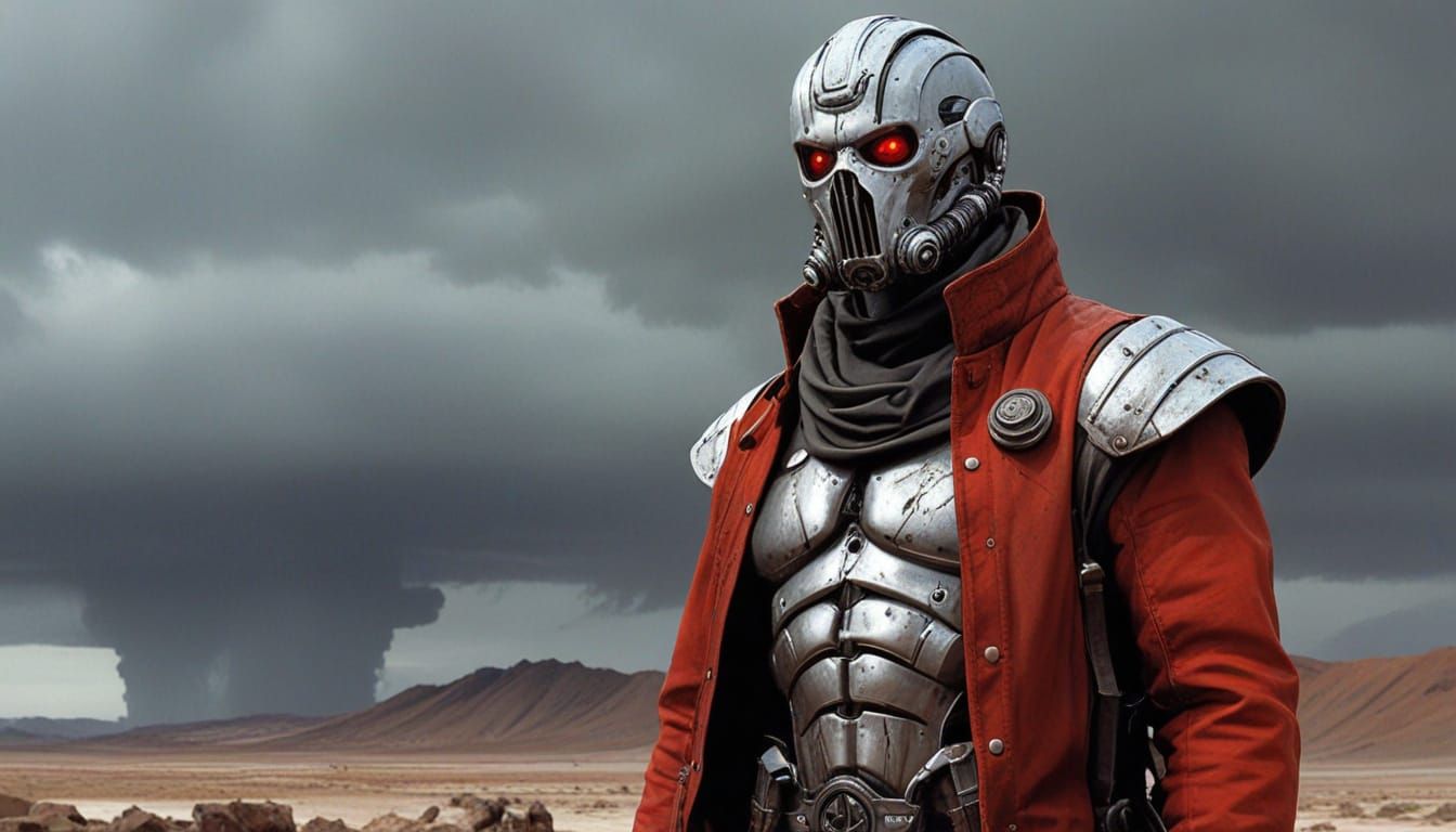 Tornadic Post-Apocalyptic Android in Futurism Style