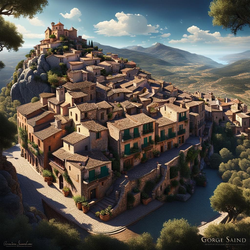 Valldemossa Village in Mallorca: A Fantasy Art Concept