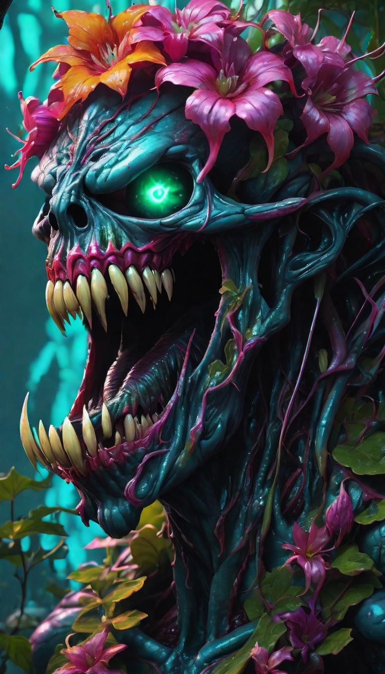 Bioluminescent Venomous Nightmare Flower: Dark Fantasy Conce...