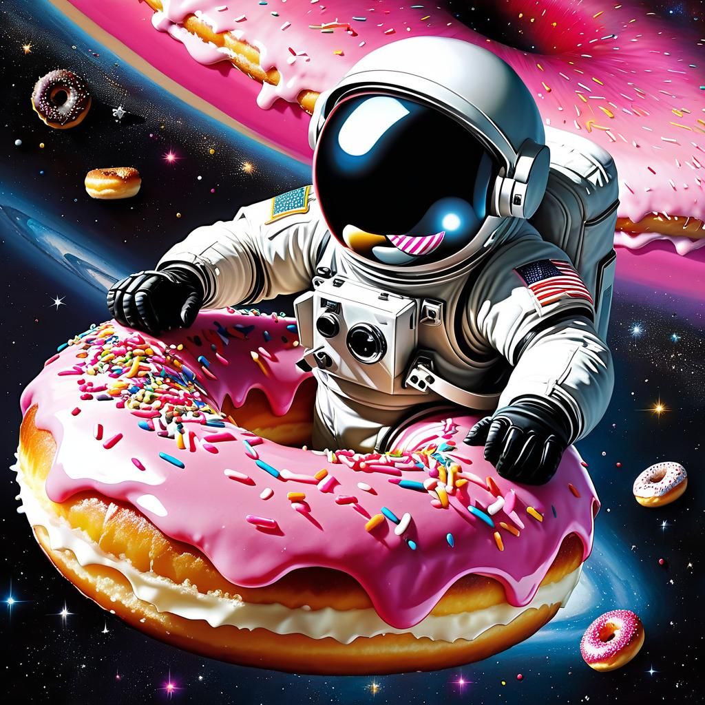 Astronaut on Donut in Space: Retrofuturistic Comic Art