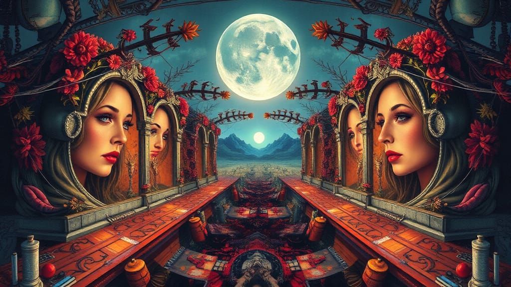 Surreal Gothic Sci-Fi Portrait with Color Tattoos