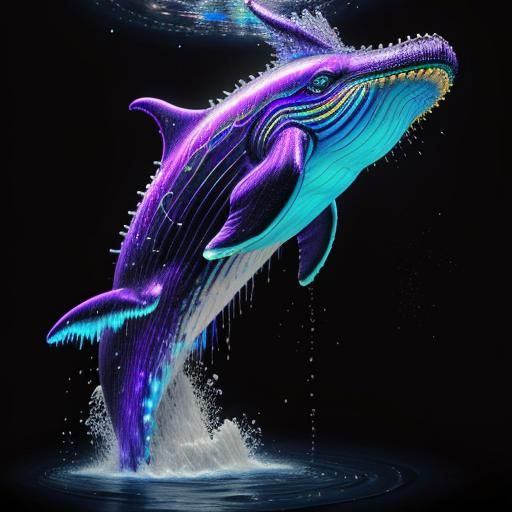 Cosmic Purple Whale in Chocolate Milk Sea