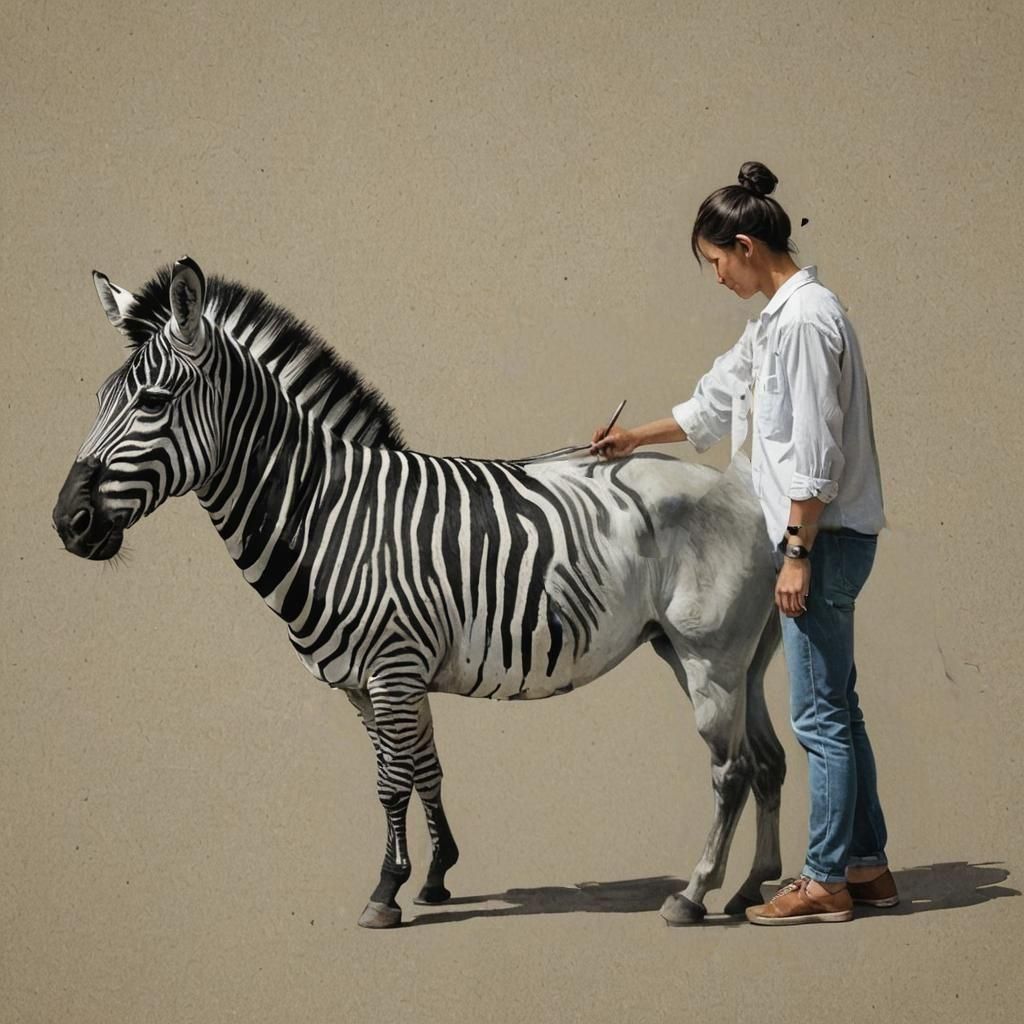 Artist Paints Stripes onto a Zebra