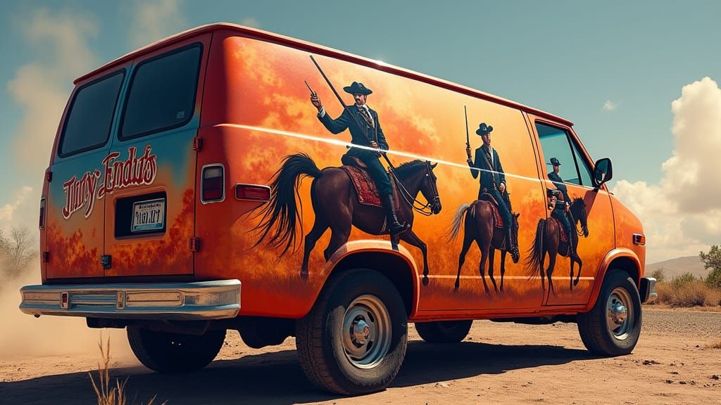 Revolutionary War Mural on Chevy Van in Airbrush Style