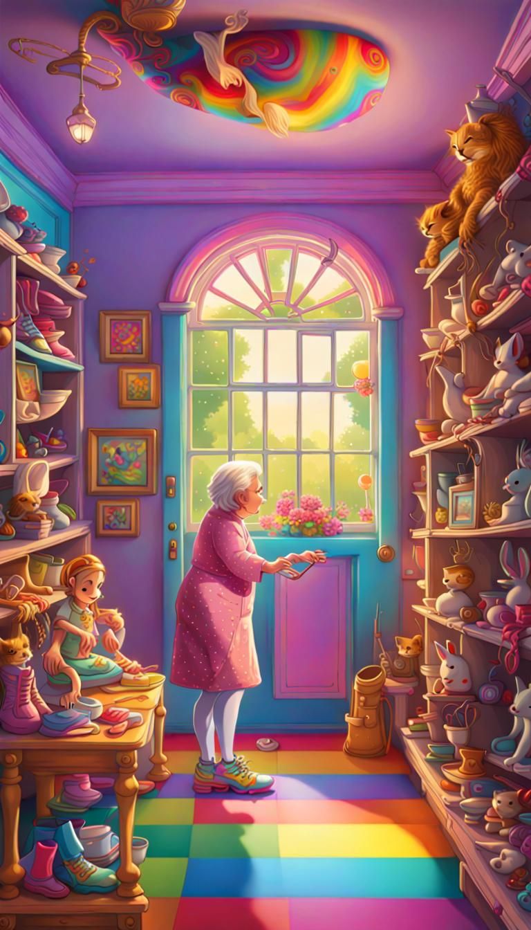 There was an old lady who lived in a shoe, she had so many children she didn't know what to do, nursery rhyme, Intricate...