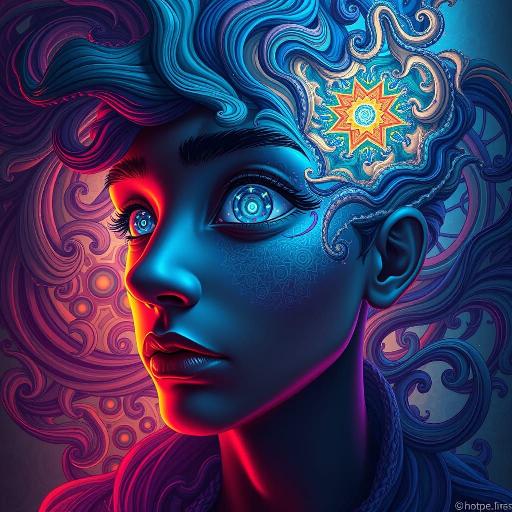 Kaleidoscopic Eye Portrait in Detailed Matte Painting Style