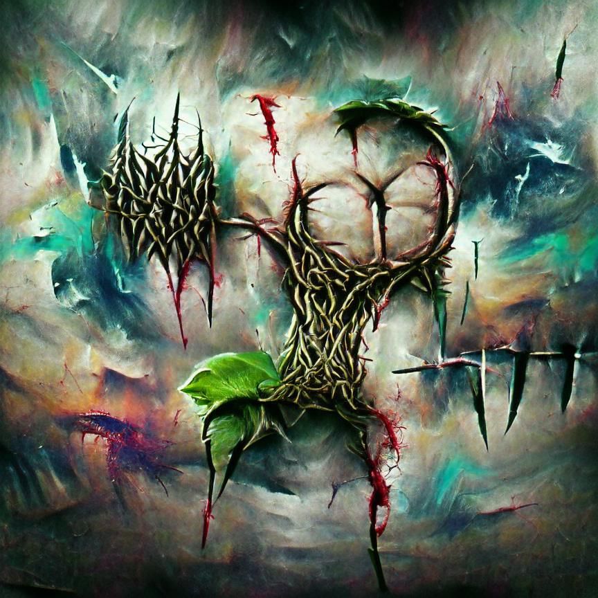 Deathcore Album Art with Vines and Thorns