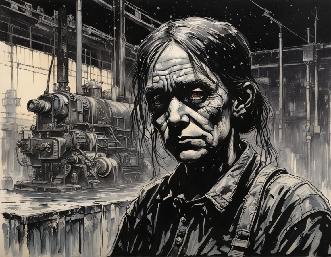 Grimdark Dystopian Bridesmaid Portrait in Wrightson Style