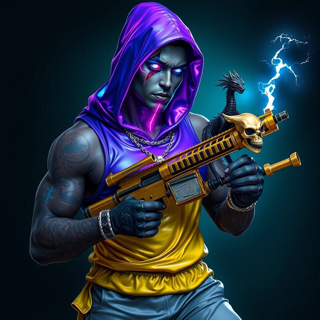 Futuristic Cyberpunk Wizard With Aetheric Powers