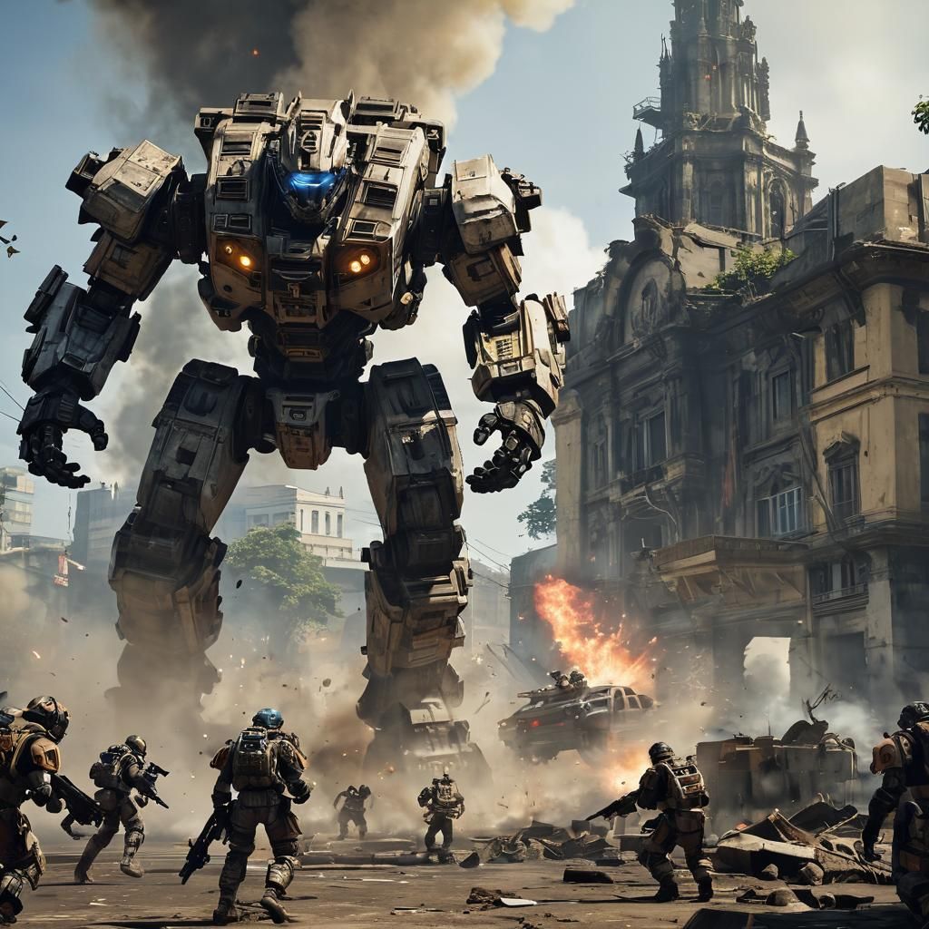 Epic Titan Battle in Managua: Cinematic Film Still