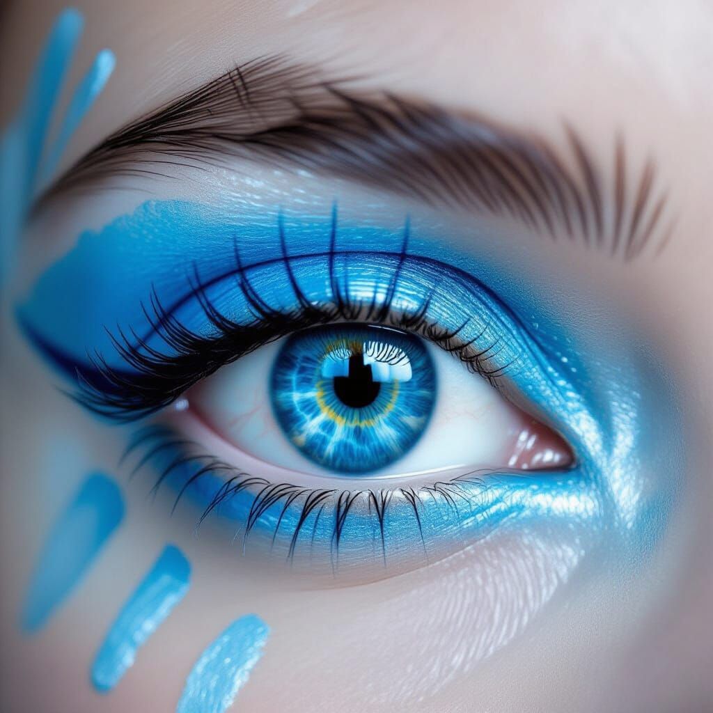 Close-Up Blue Eye with Paint Splatter