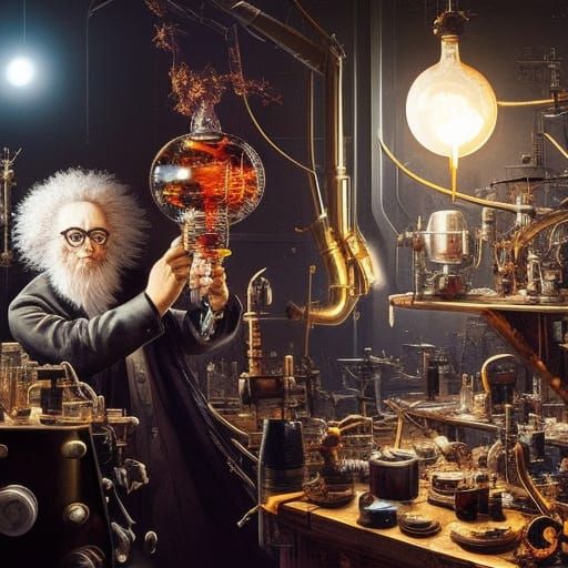 Mad Scientist Experiment in Hyper-Realistic Digital Art