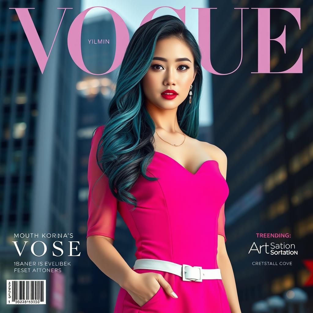 Vogue Cover Featuring South Korean Woman in Pink Dress