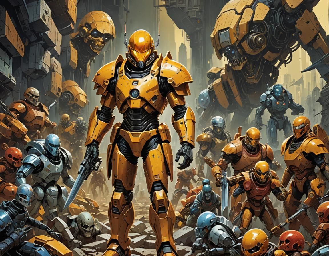 Armored Figure in Surreal Punky Style