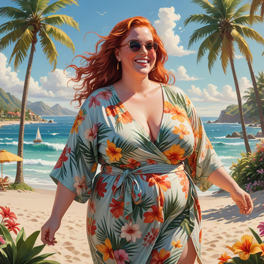 Curvy Red Paradise in Pastel Hues