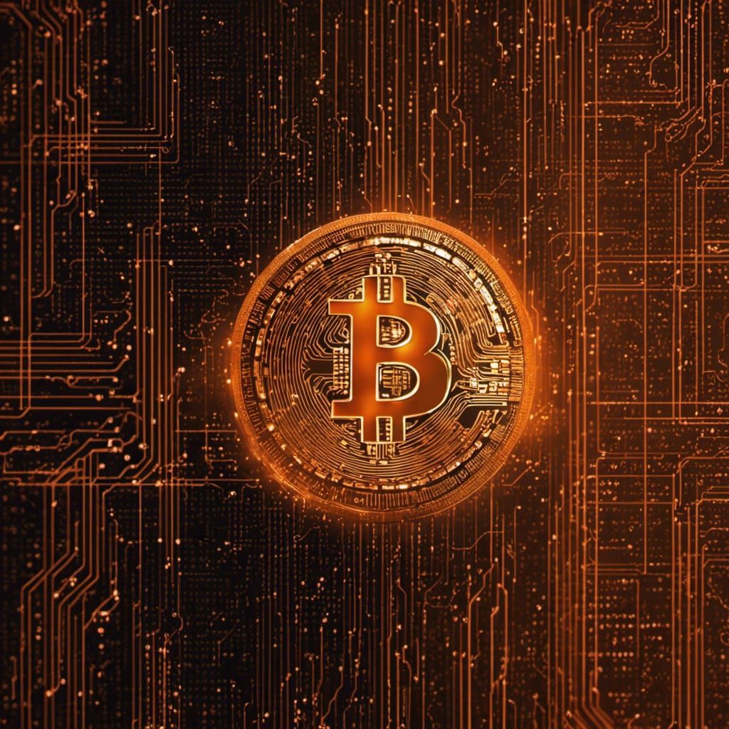 Bitcoin Logo in Flowing Matrix Code, Hyperrealistic